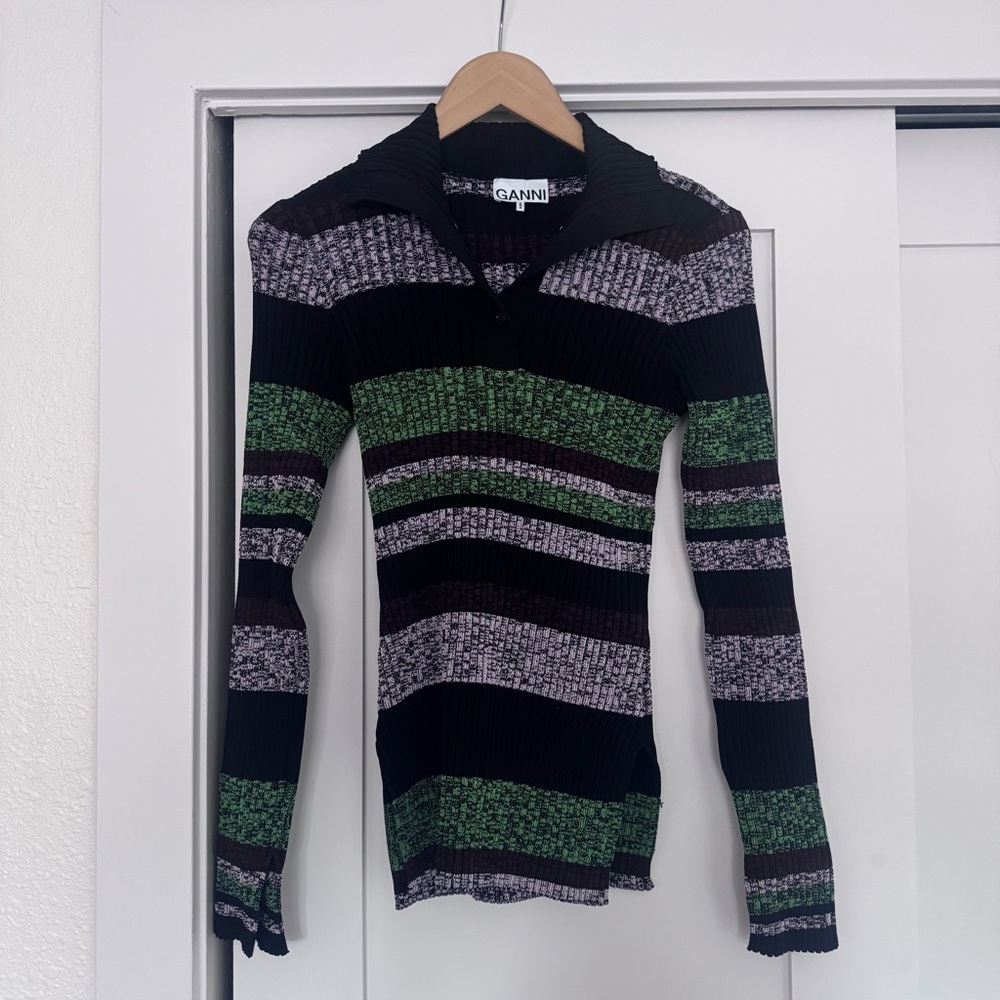 Ganni Multicolor Striped Sweater Size Medium - Picture 2 of 6